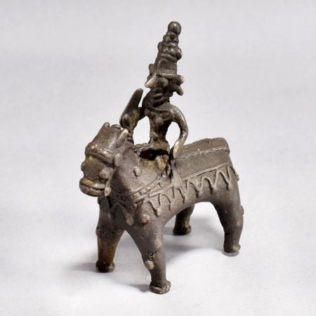 Vintage Brass Folk Art Horse and Rider Statue for Decor