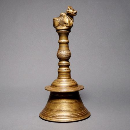 Sturdy Brass Temple Bell in Vintage Finish for Decor