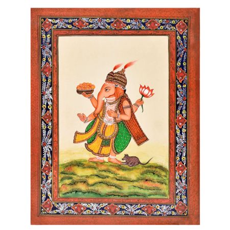 Hindu God Lord Ganesha Paper Painting for Decor