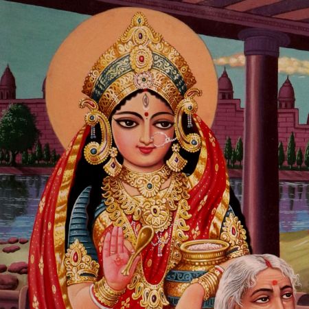 Vintage Paper Painting of Temple for Home Decoration