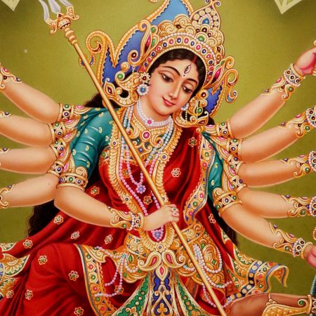 Vintage Goddess Durga Calendar Art Paper Painting