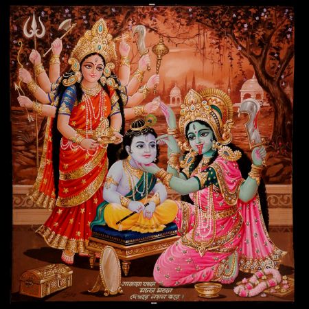 Hindu Dieties Vintage Calendar Art Paper Painting