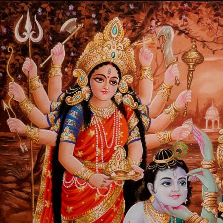 Hindu Dieties Vintage Calendar Art Paper Painting