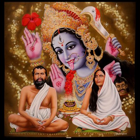 Vintage Paper Painting of Goddess Kali for Prayer Room