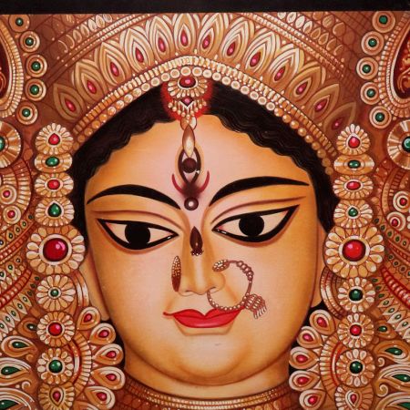Baby Krishna and Goddess Yamuna Paper Painting