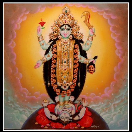Vintage Maa Kali Paper Painting for Prayer Room