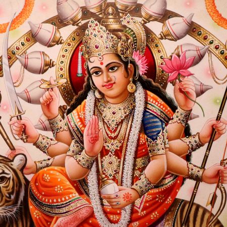 Goddess Durga Paper Painting for Prayer Room