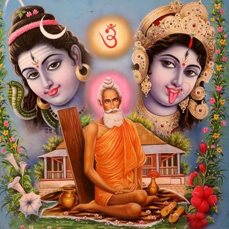 Hindu God Lord Shiva and Maa Kali Vintage Paper Painting