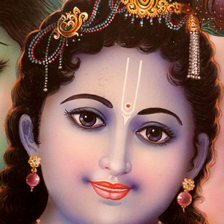 Vintage Paper Painting of Lord Krishna and Maa Kali