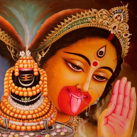 Shiva Lingam and Goddess Maa Kali Paper Painting
