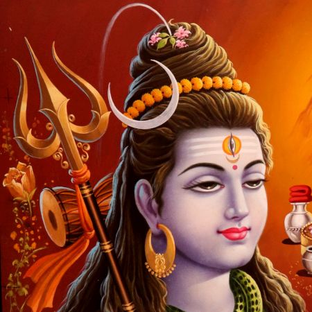 Lord Shiva Vintage Paper Painting for Prayer Room