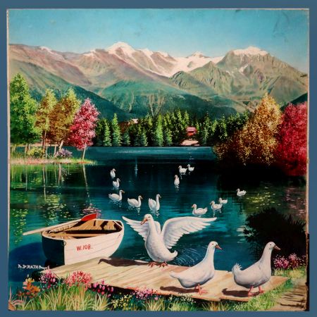 Vintage Paper Painting of Scenery for Home Decoration