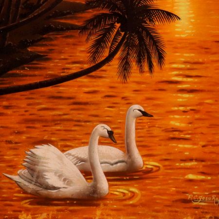 Beautiful Scenery Paper Painting in Vintage Style