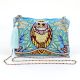 Owl Beaded Blue Cotton Luxury Sling Bag For Women