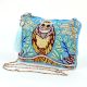 Owl Beaded Blue Cotton Luxury Sling Bag For Women