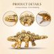 3 Pieces Dinosaur Aluminium Golden Heavy Duty Wall Hooks