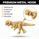 3 Pieces Modern Golden Dinosaur Aluminium Heavy Duty Wall Hook