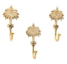 3 Pieces Handmade Brass Palm Tree Wall Hook for Hanging Keys