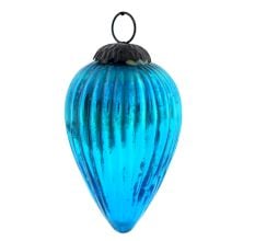 Turquoise Vintage Teardrop Mercury Glass Christmas Ornament