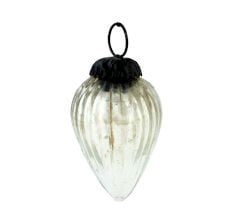 Silver Style Teardrop Mercury Glass Christmas Ornament