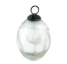 Vintage Style Silver Leaf Design Mercury Glass Christmas Ornament