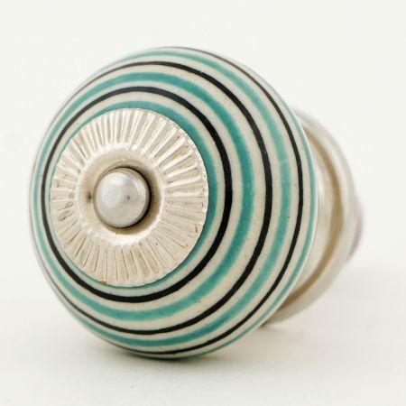 Sage Green Black Striped Knobs