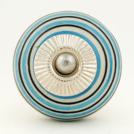 Turquoise Black Striped Knobs