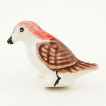 Brown Feather Ceramic Bird Knob