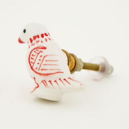 Red Feather Bird Knob