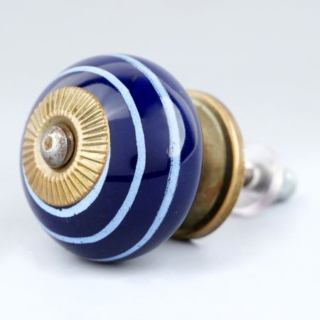 Navy Blue White Knob