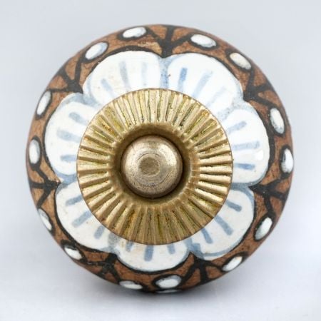 Antique White Floral Round Ceramic Cabinet Knobs