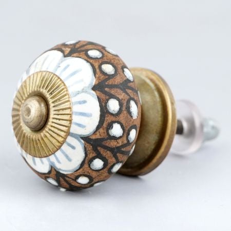 Antique White Floral Round Ceramic Cabinet Knobs