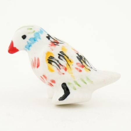 White Multicolored Feathered Bird Knob