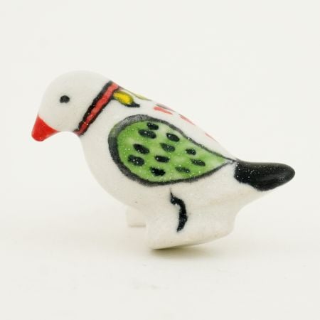 White Crackle Bird Knob