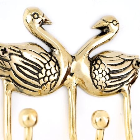 Handmade Brass Double Swan Wall Hook for Hanging Keys