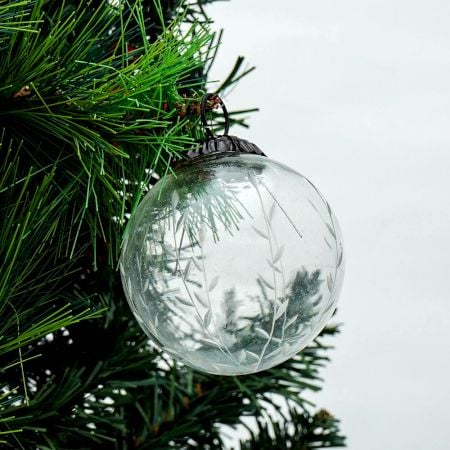 Clear Plum Leaf Cut Christmas Hanging-2