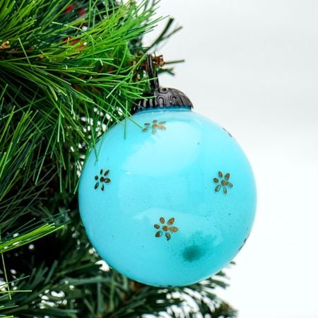 Turquoise Tiny Flower Medium Christmas Hanging