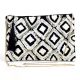Black And White Ziptop Jacquard Cotton Clutch bag With Tassle