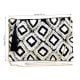 Black And White Ziptop Jacquard Cotton Clutch bag With Tassle