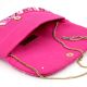 Pink Chevron Hand Beaded Clutch Bag with Gold Chain Strap