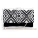 Midnight Monochrome Hand Beaded Geometric Clutch with Chain Strap