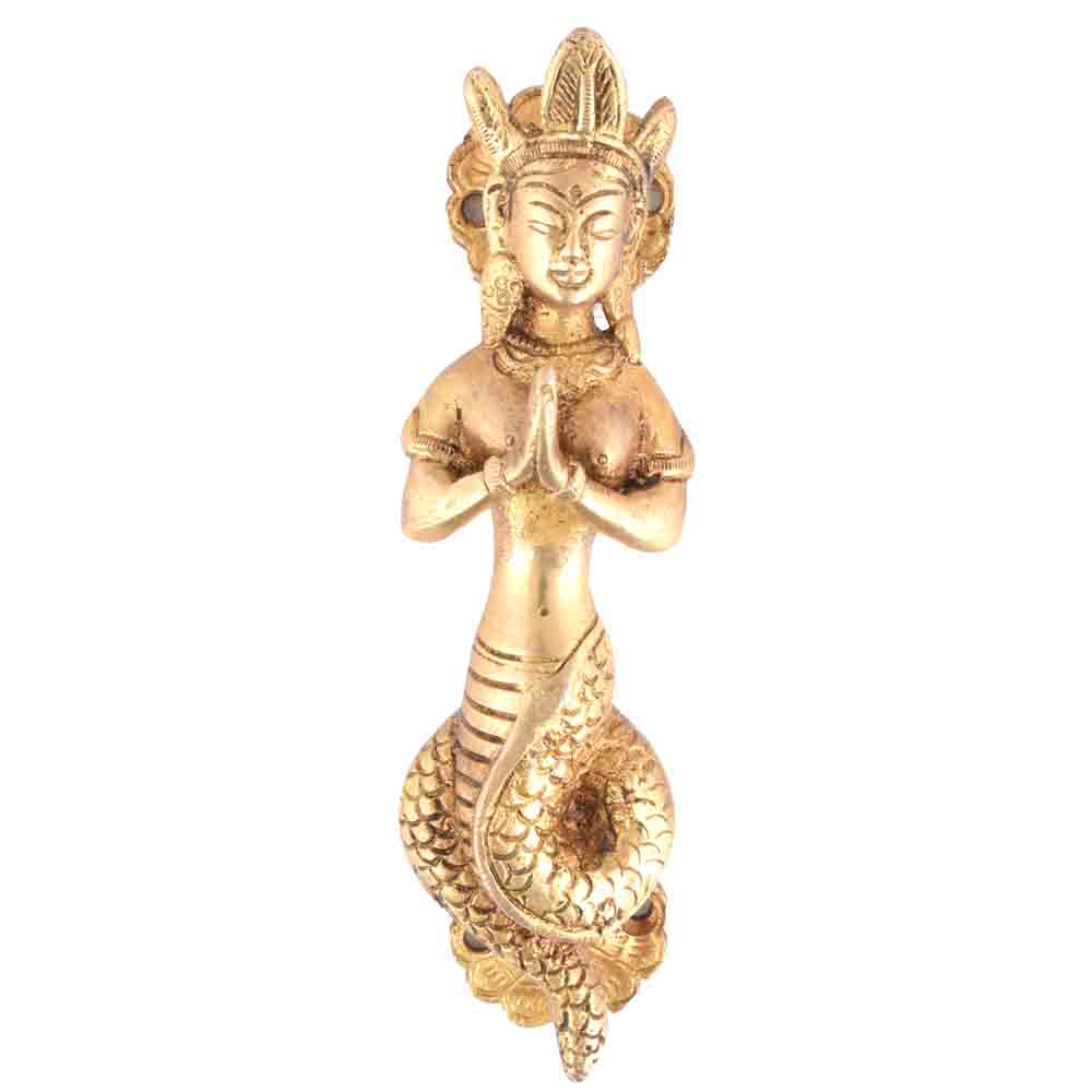  Serpent  Naga  God  Praying Door Handle In Golden Finish