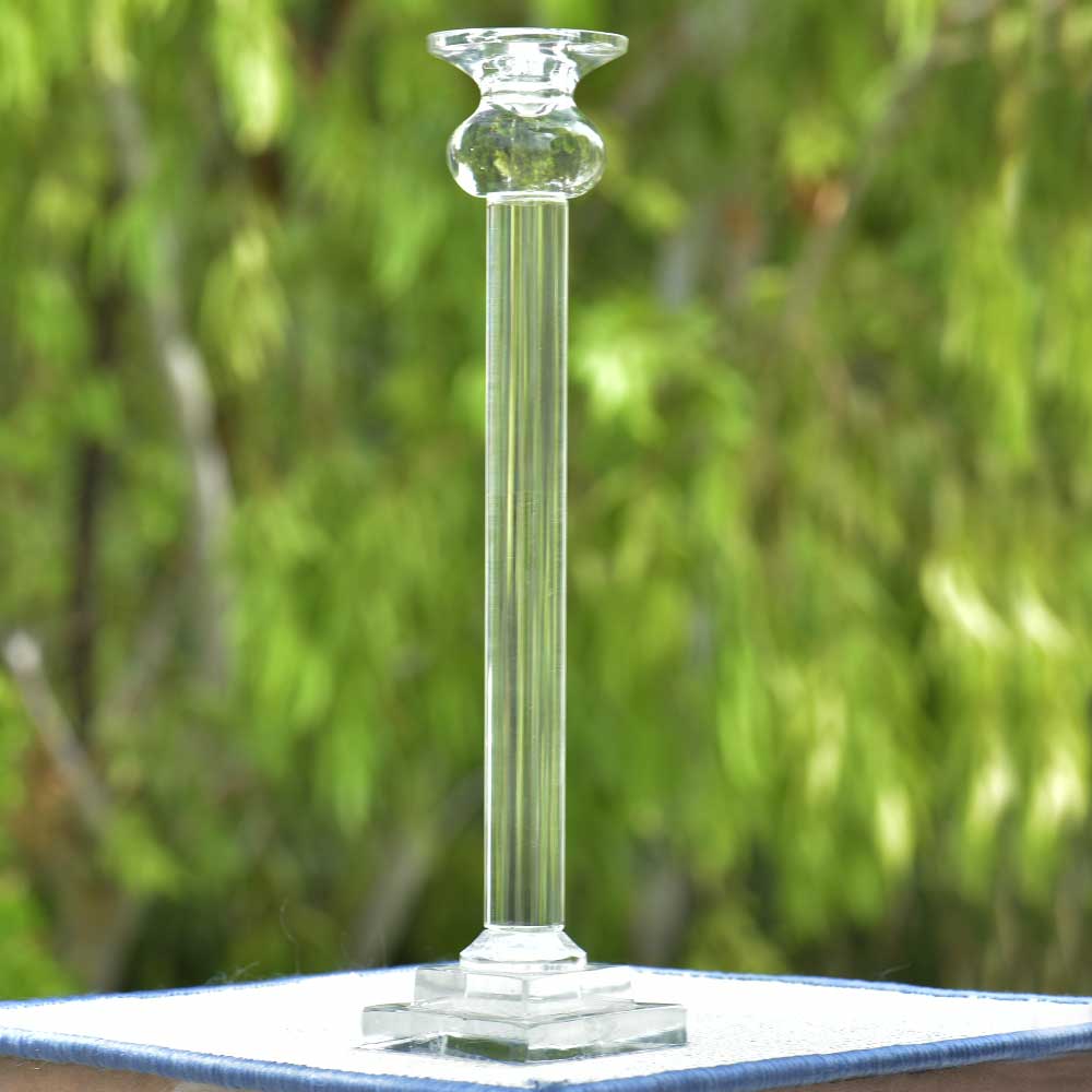 Long Glass Candle Holder With Rectangular Base