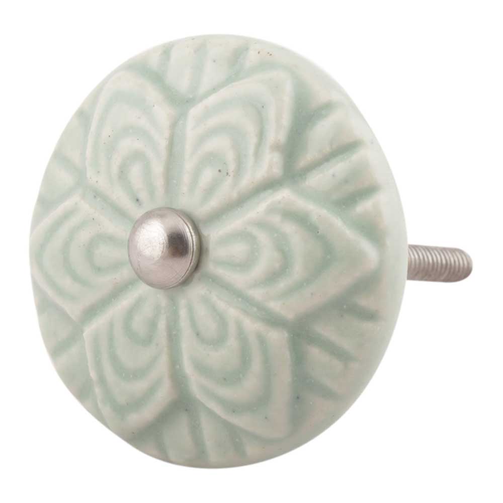 Sage Green Ceramic Flower Cabinet Knobs Online