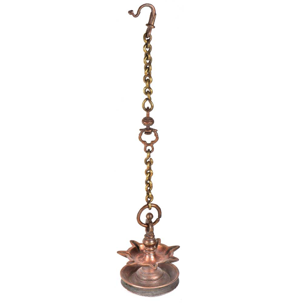 Handmade South Indian Bronze Hanging Oil Lamp