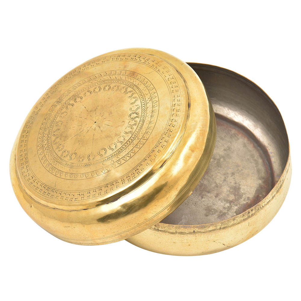 Golden Brass Handmade Roti Box Or Chapati Box