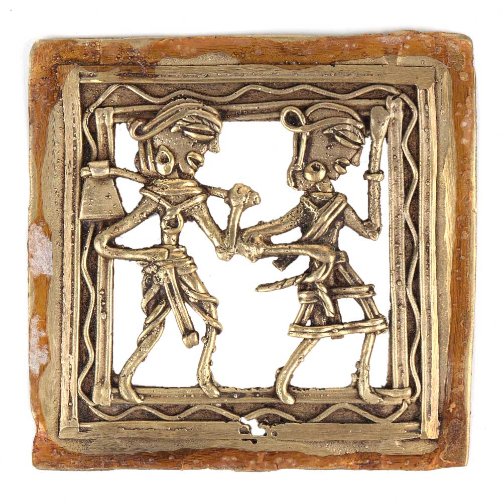 Brass Dhokra Wall Art Hanging Of Farmer Couple