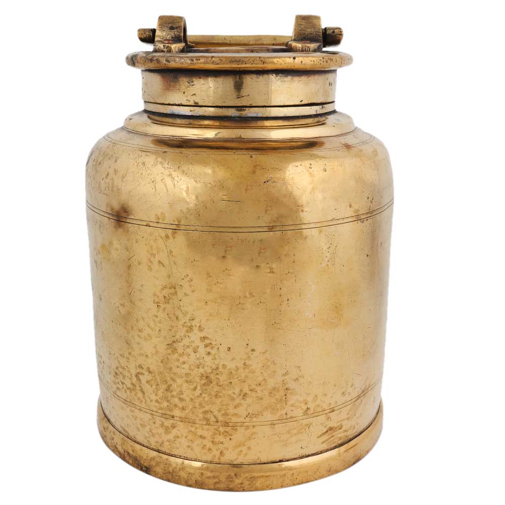 Old Brass Milk Container With Handle