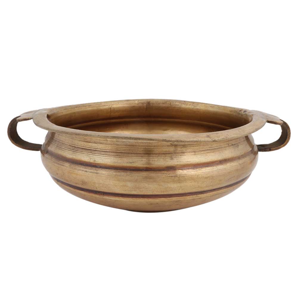 Brass Urli With Side Handles Home Decoration Bowl