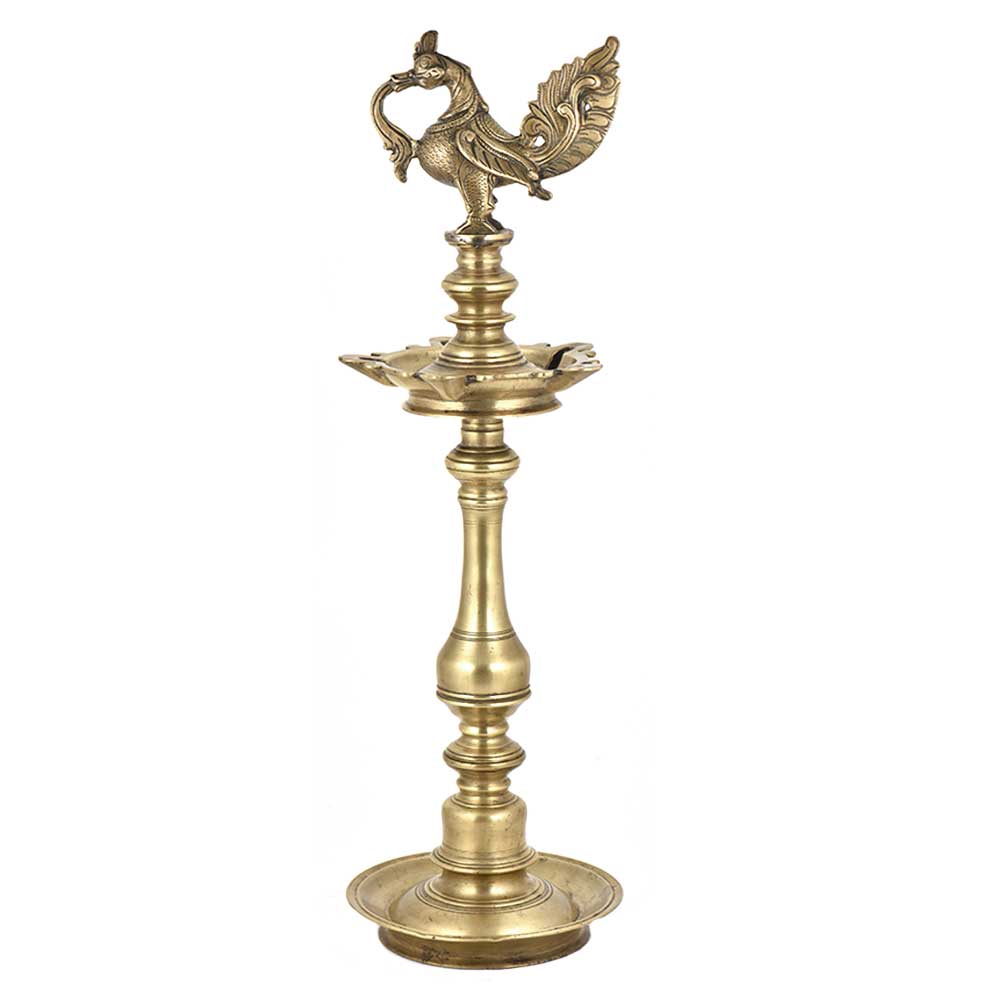 Auspicious Brass Peacock Diya Oil Lamp Diwali Decoration